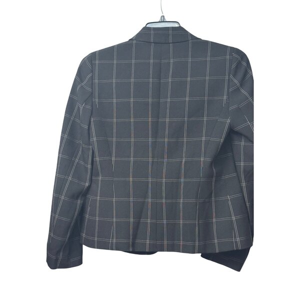 Kasper Windowpane-Plaid One-Button Blazer, Black/Vanilla, 4 - Picture 7 of 14